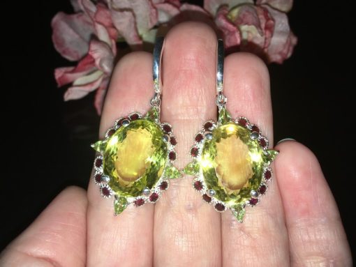 Серьги серебро природный лимонный кварц