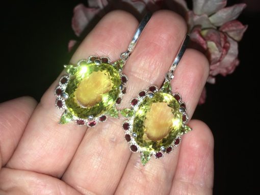 Серьги серебро натуральный лимонный кварц