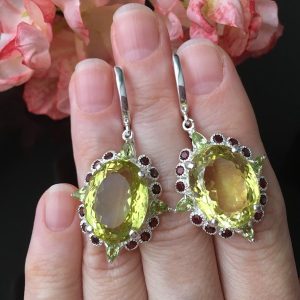 Серьги серебро природный лимонный кварц
