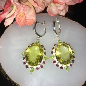 Серьги серебро природный лимонный кварц