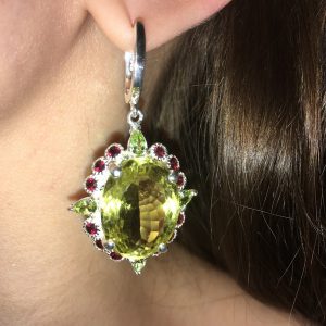 Серьги серебро природный лимонный кварц