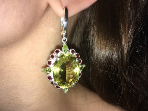 Серьги серебро природный лимонный кварц