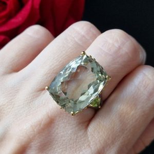Перстень серебро натуральный празиолит (зелёный аметист)