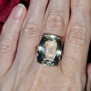Кольцо серебро натуральный празиолит (зелёный аметист)