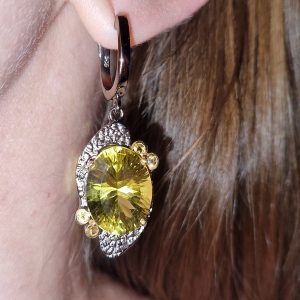Серьги серебро натуральный лимонный кварц
