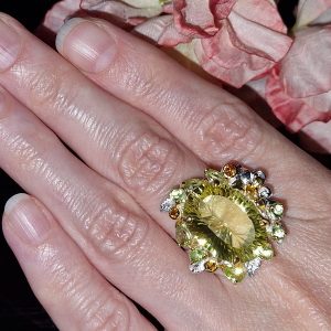 Кольцо серебро природный лимонный кварц