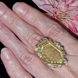 Кольцо серебро природный лимонный кварц