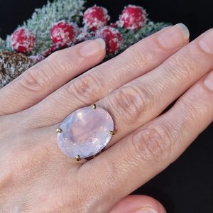 Кольцо серебро природный лавандовый кварц