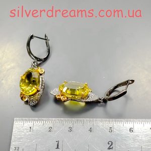 Серьги серебро натуральный лимонный кварц