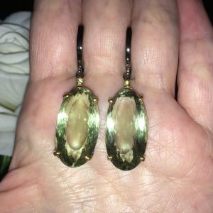 Серьги серебро природный зелёный аметист (празиолит)