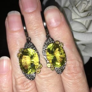 Серьги серебро натуральный лимонный кварц