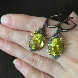 Серьги серебро натуральный лимонный кварц