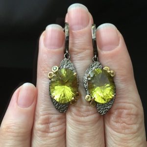 Серьги серебро природный лимонный кварц