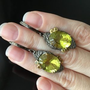 Серьги серебро природный лимонный кварц