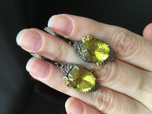 Серьги серебро природный лимонный кварц