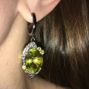 Серьги серебро природный лимонный кварц