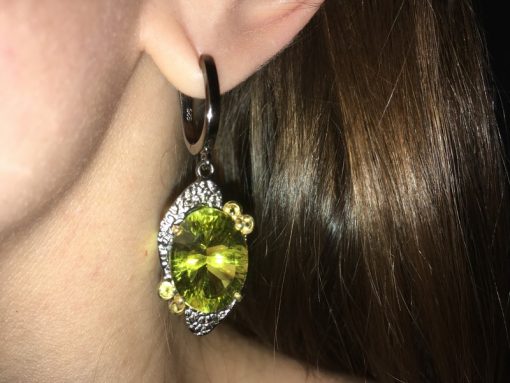 Серьги серебро природный лимонный кварц