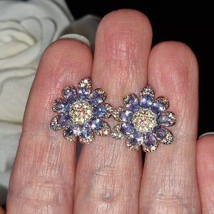Серьги серебро природный танзанит и мультисапфир