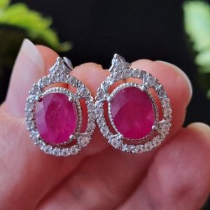Серьги серебро натуральный рубин