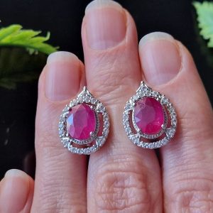 Серьги серебро натуральный рубин
