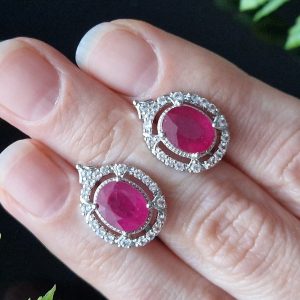 Серьги серебро природный рубин