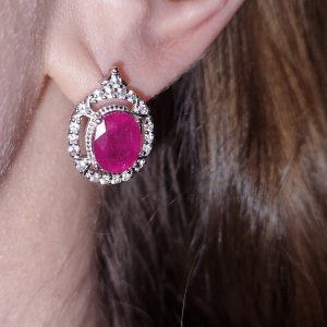 Серьги серебро природный рубин