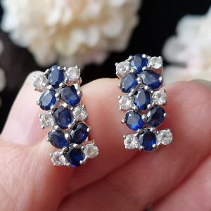 Серьги серебро натуральный кианит