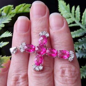 Подвес серебро натуральный розовый топаз