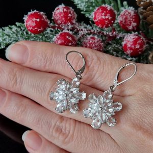 Серьги серебро природный белый топаз