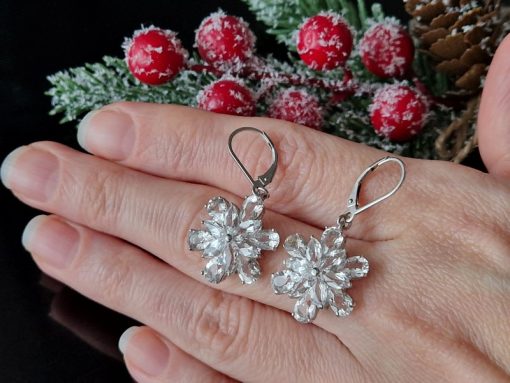 Серьги серебро природный белый топаз