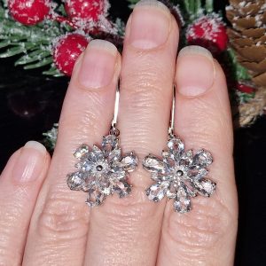 Серьги серебро натуральный белый топаз