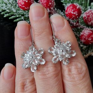 Серьги серебро природный белый топаз
