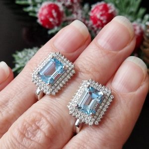 Серьги серебро природный голубой топаз