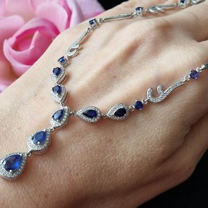 Колье серебро природный сапфир