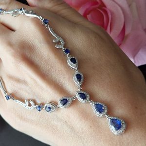 Ожерелье серебро натуральный сапфир