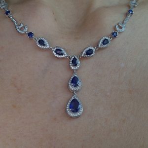 Ожерелье серебро натуральный сапфир