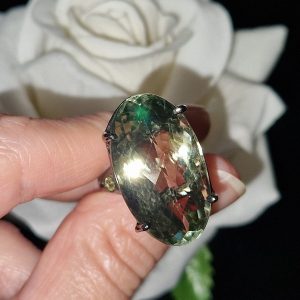 Кольцо серебро натуральный празиолит