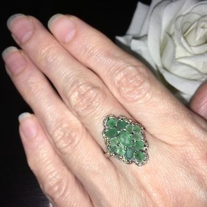 Кольцо серебро природный изумруд