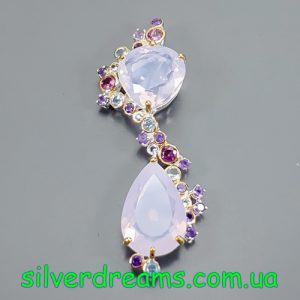 Кулон серебро природный лавандовый кварц