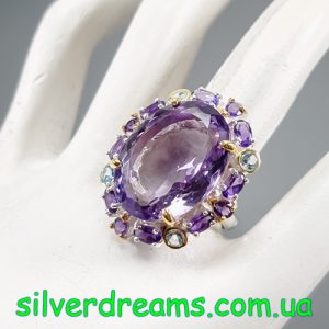 Перстень серебро натуральный аметист