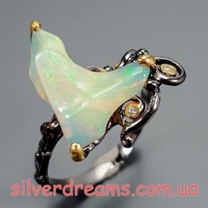 Кольцо серебро природный эфиопский опал