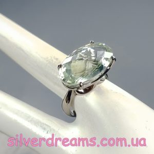 Кольцо серебро натуральный празиолит