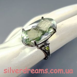 Перстень серебро натуральный празиолит