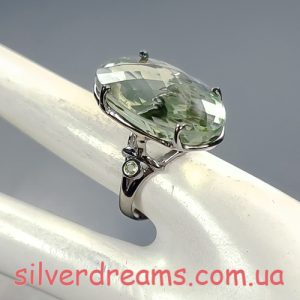 Кольцо серебро натуральный празиолит