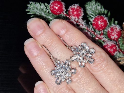 Серьги серебро натуральный белый топаз