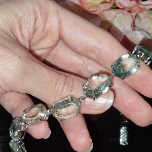 Браслет серебро натуральный празиолит (зелёный аметист)