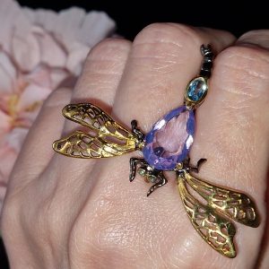 Брошь/подвес серебро натуральный лавандовый кварц