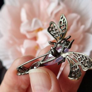 Брошь/кулон серебро природный лавандовый кварц