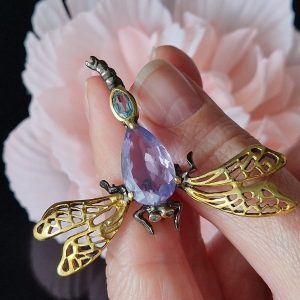 Брошь/подвес серебро натуральный лавандовый кварц