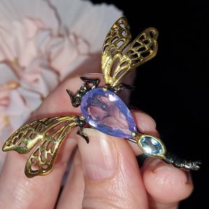 Кулон/брошь серебро природный лавандовый кварц